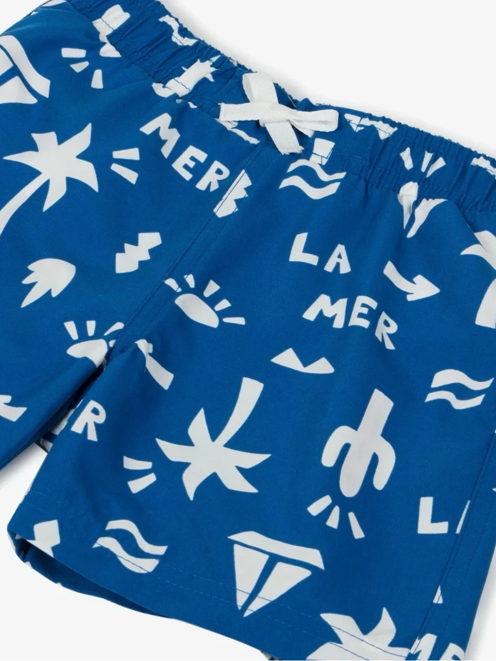 Petit Bateau Boys La Mer Blue & White Printed Swim Shorts - Size 6Y